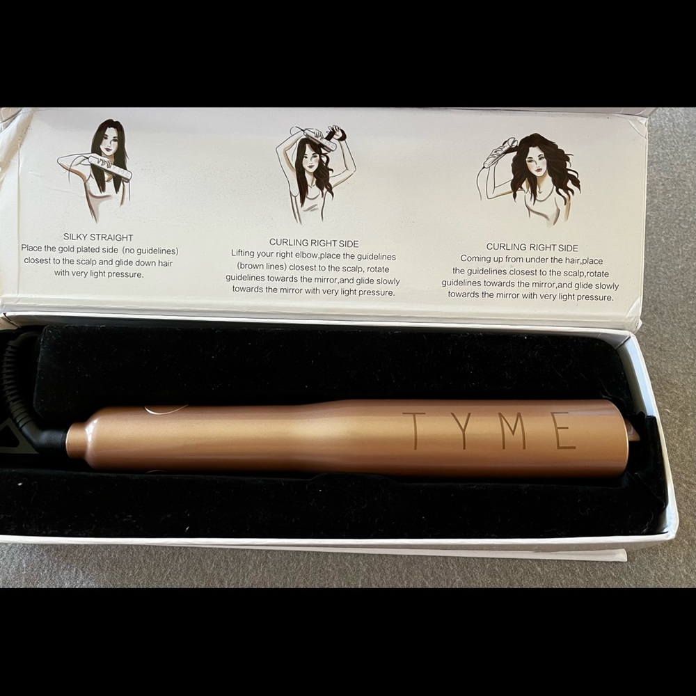 TYME 2 in 1 Straightener and Curling Iron with additional Heat Protective Sleeve